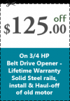 Photo for Offer on buying new ¾ HP Belt Drive Garage Door Opener in Seattle, WA ($125 off)