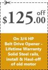 Photo for $125 off on new ¾ HP Belt Drive Garage Door Opener in Phoenix , AZ