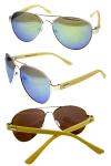 Photo for  Unisex aviator real bamboo wood eco friendly metal blended sunglasses