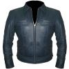Photo for MEN’S NAVY BLUE DESIGNER LEATHER JACKET