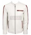 Photo for Mens Designer White Slim Fit Leather Jacket