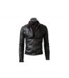 Photo for Strap Pocket Slim-Fit Black Leather Jacket