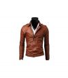 Photo for Men's Fashionable Brown Motorcycle Slim Fit Jacket