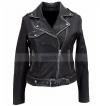Photo for Womens Designer Distressed Black Leather Jacket