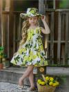 Photo for Girls Spring Sleeveless Floral Print Sun Dress with Matching Hat for Girls