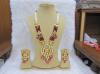 Photo for Babosa Sakhi Wedding Kundan Pendant Ruby Onyx Beaded Indian Necklace Set