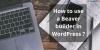 Photo for How to use a Beaver builder in WordPress?