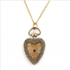 Photo for Antique Bronze Heart Shape Pandent Pocket Watch Quartz Necklace with Long Chain