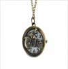 Photo for Hollow Motorcycle Necklace Portable Analog Watch Bronze Tone Quartz Pocket Watch Timepiece with Chain