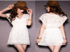 Photo for Women Low V Neck Batwing Lace Floral Party Summer Mini Dress