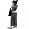 Photo for Fashion Women HotElastic Waist Black White Striped Casual Maxi Skirt